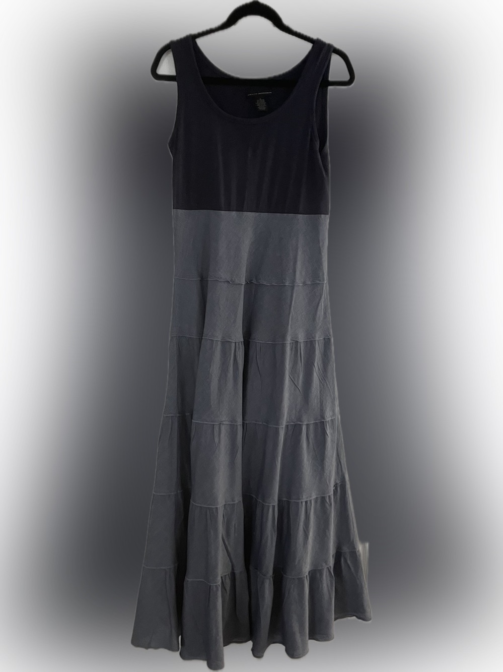 Grace Elements Navy and Chambray Tiered Maxi Dress